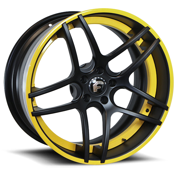 Forgiato Dieci - Matte Black with Yellow Accent